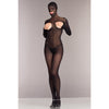 Opaque Cupless and Crotchless Hooded Bodystocking - One Size - Black