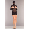 Opaque Cupless Hooded Minidress - One Size -  Black