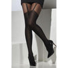 Opaque Suspender Print Tights - Black