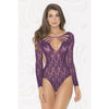 Open Back Long Sleeve Teddy - One Size -  Purple