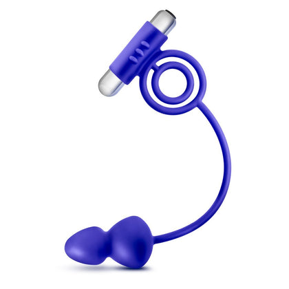 Performance Penetrator Anal Plug With Vibrating Cock Rings - Indigo