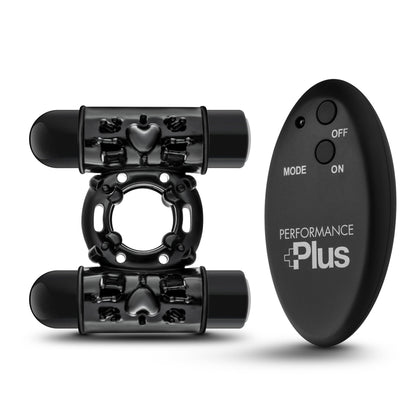 Performance Plus - Double Thunder - Wireless Remote Rechargeable Vibrating Cock Ring - Black