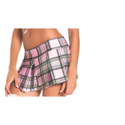 Pink Pleated School Girl Skirt - Medium/ Large