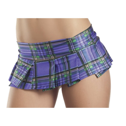 Plum Plaid Pleated Mini Skirt - Medium/ Large