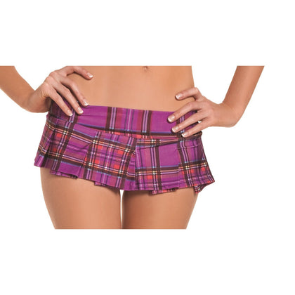 Purple Plaid Pleated Mini Skirt - Small/ Medium