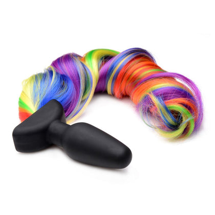Rainbow Pony Tail Vibrating Anal Plug