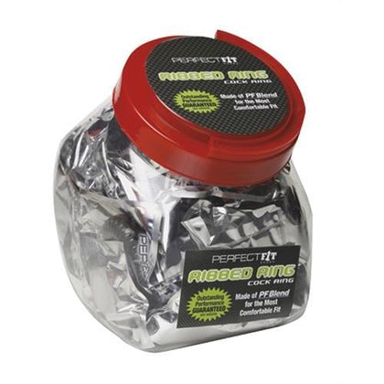 Ribbed Cockring  - Black - 50 Count Fishbowl