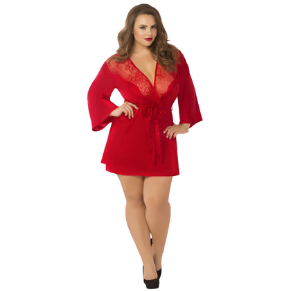Satin & Eyelash Robe - Queen Size - Red