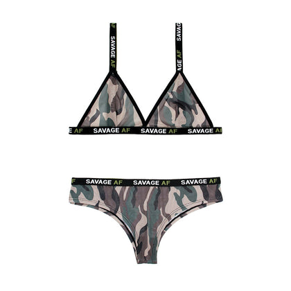 Savage Af Bralette and Cheeky Panty - Forest Camo - S/m