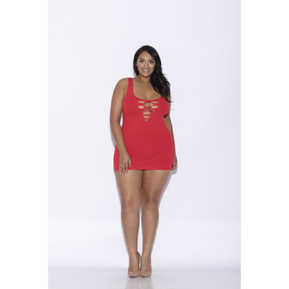 Seamless Sleeveless Chemise - Queen Size - Red