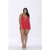 Seamless Sleeveless Chemise - Queen Size - Red