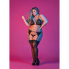 Sexy Time Peek-a-Boo Garter and G-String Set - Black - 1x-3x