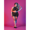 Sexy Time Polka Dot Mesh Halter and Skirt Set - Black - 1x-3x