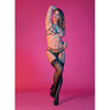 Sexy Time Strappy Bra Garter G-String Set With Rings - Black - L/xl