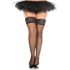 Silicone Lace Top Spandex Sheer Thigh Hi - Queen Size - Black