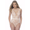 Soft Full Lace Bodysuit With Satin Trims - Extra Large - Silver Peony