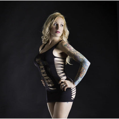 Spaghetti String Dress - One Size - Black