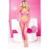 Spandex Multi Fence Net Long Sleeves Cami W /  Footless Tights - One Size - Hot Pink