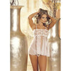 Stretch Lace, Sheer Net, & Lace Panels Babydoll - One Size - White