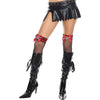 Stripe Top and Cross Bone Fishnet Thigh Hi - Black / Red