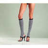 Striped Nylon Stirrup Knee Highs - Black/ White -  One Size