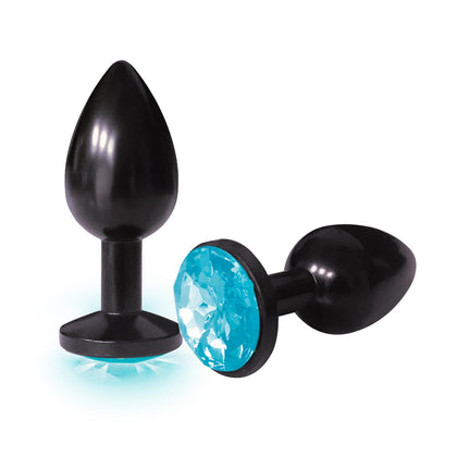 The 9's the Silver Starter Anodized Bejeweled Stainless Steel Plug - Aqua