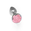 The 9's the Silver Starter Rose Floral Stainless Steel Butt Plug - Rose Pink