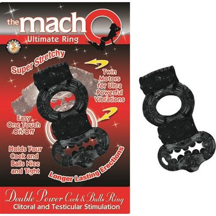 The Macho Collection Double Power Cock and Balls Rising - Black