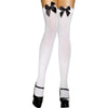 Thigh High Stockings With Black Bow - White