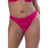 Thong With Diagonal Eyelash Lace Panels - 1x - Bright Rose