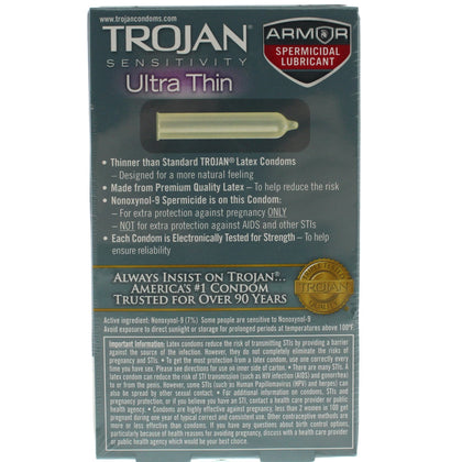 Trojan Sensitivity Ultra Thin Armor Spermicidal Lubricated Condoms 12 Pack