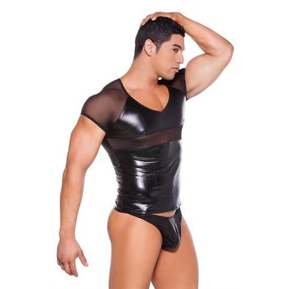 Wet Look T-Shirt - One  Size - Black